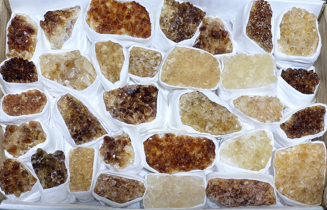 Citrine Crystal Druzy Large Box Flat Clusters Wholesale Bulk Lot Rough Gemstones Raw Crystals Stones