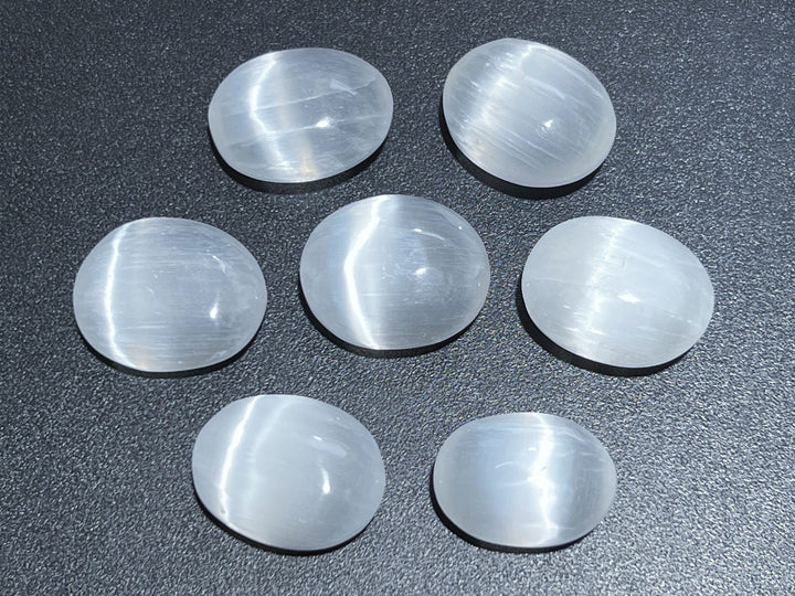 Wholesale Bulk Lot 7 Pack Of Small Selenite Crystal Palm Stone Orbs Healing Crystals And Stones