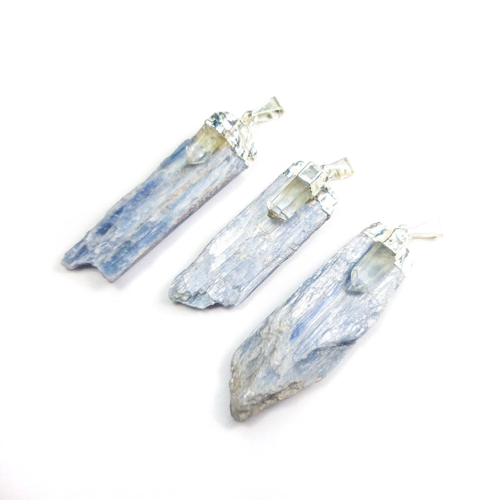 Bulk Wholesale Lot Of 5 Pieces Kyanite Quartz Crystal Point Pendant Silver Plated Charm Bead Necklace Supply