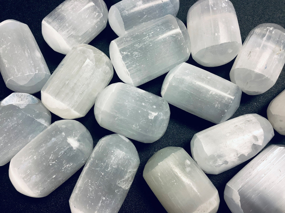 Bulk Wholesale Lot 1 LB Tumbled Selenite Crystal One Pound Polished Stones Natural Gemstones Crystals