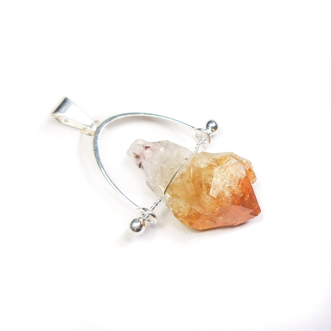 Citrine Crystal Point Pendant Silver Wire Wrapped Necklace Charm Healing Crystals And Stones