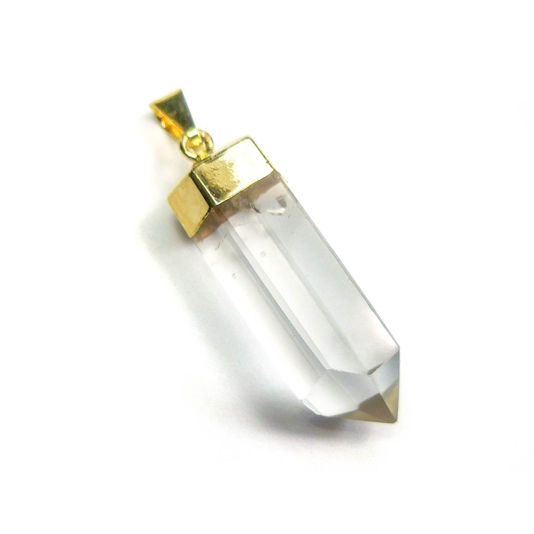 Clear Quartz Crystal Point Pendant Gold Plated Necklace Charm (A21) Healing Crystals And Stones