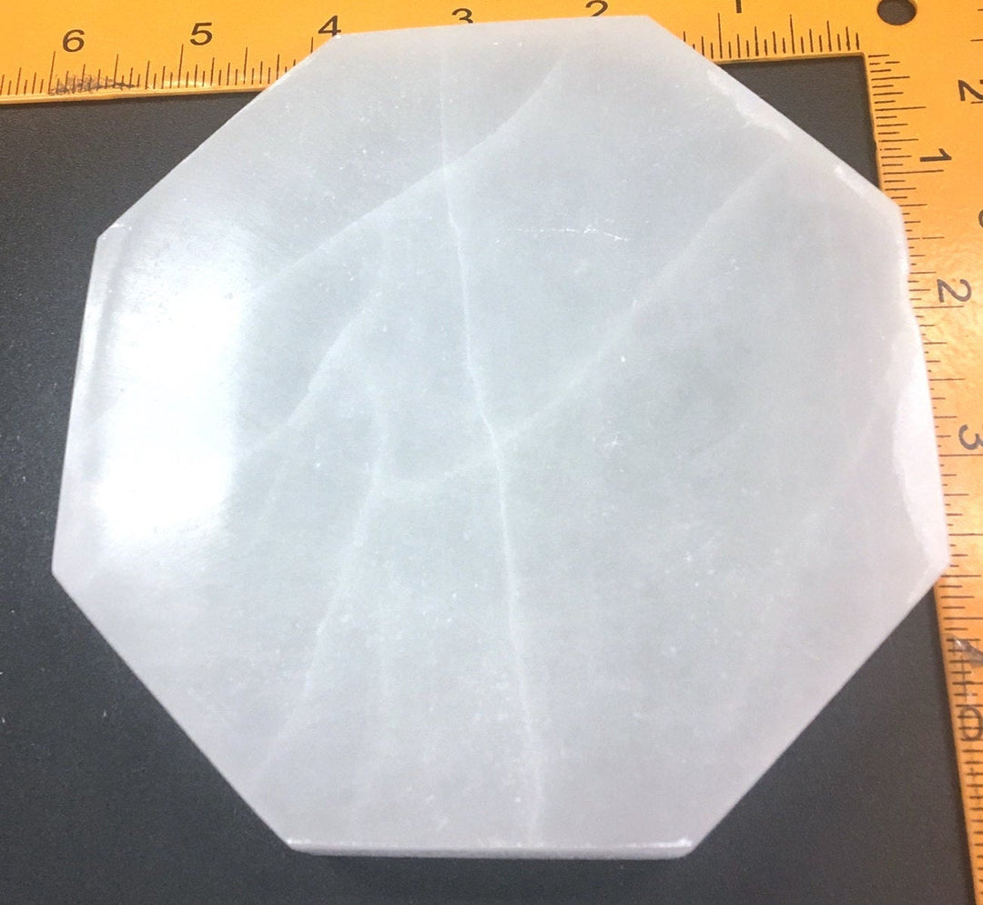 Wholesale Bulk Lot ( 5 Pcs ) Large Selenite Crystal Octagon Charging Cleansing Plate Healing Crystals And Stones