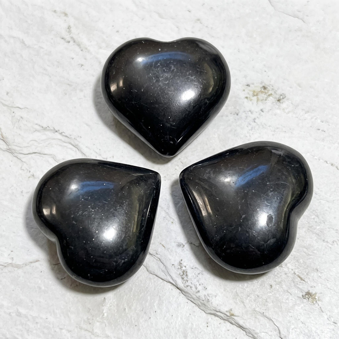 Black Onyx Puffy Heart Crystal Carving