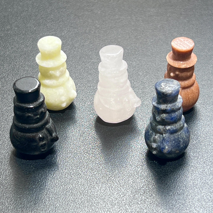 Mixed Snowman Gemstone Crystal Carvings