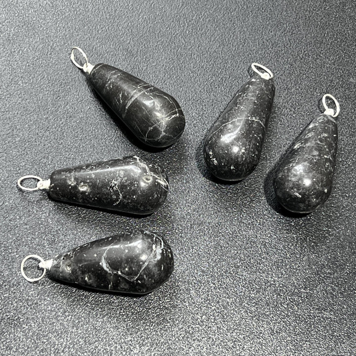 Black Tourmaline Pendulum Pendant (Silver Plated Bail)
