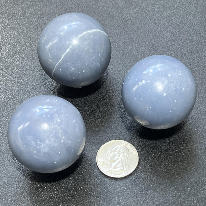Blue Angelite Crystal Sphere Carving (1.5 Inch)