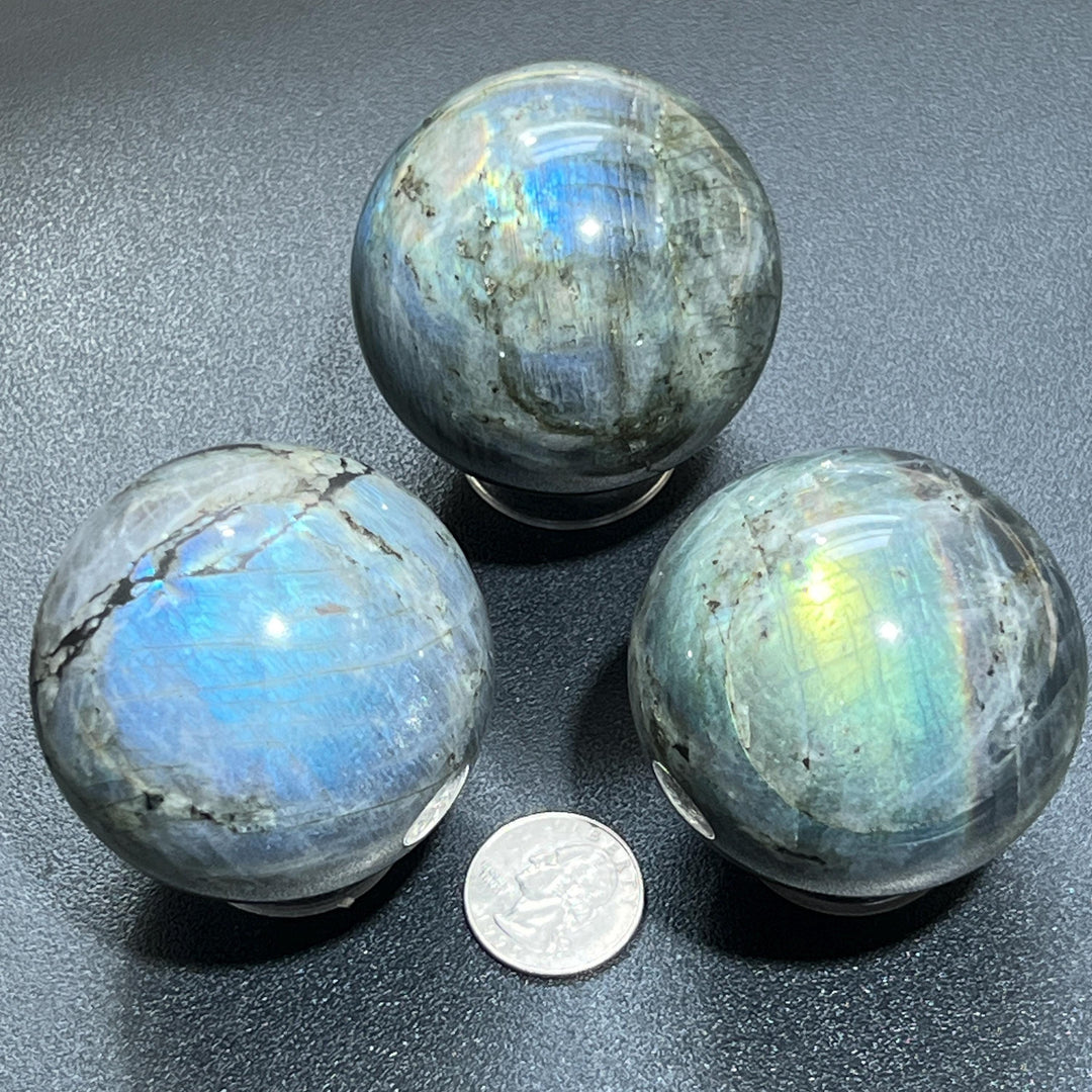 Flashy Labradorite Sphere Carving (50-60mm)