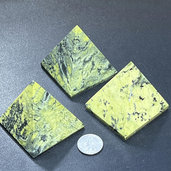 Green Serpentine Pyramid Carving
