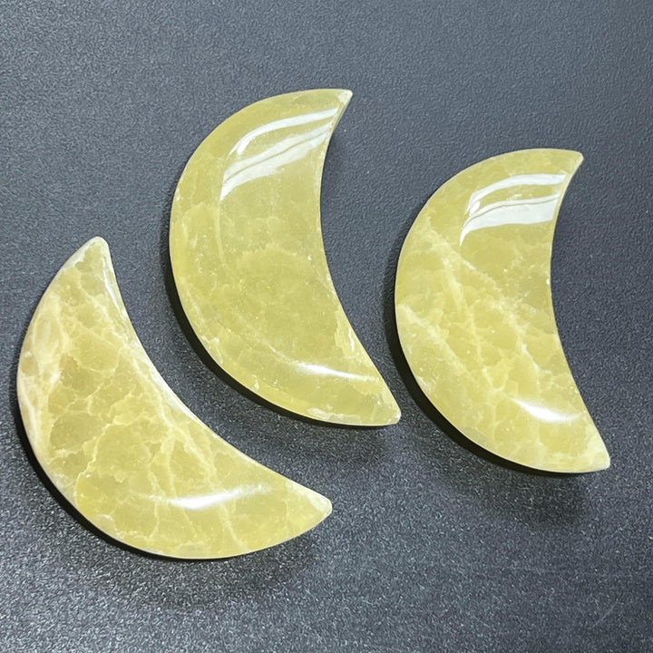Yellow Calcite Crescent Moon Shape Carving