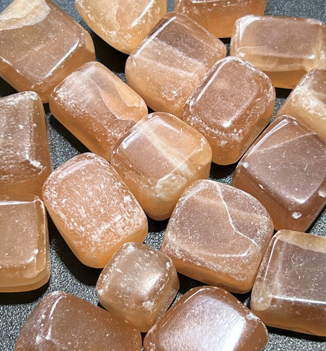 Tumbled Honey Amber Calcite (1/2 lb) 8 oz Bulk Wholesale Lot Half Pound Polished Stones Natural Gemstones Crystals