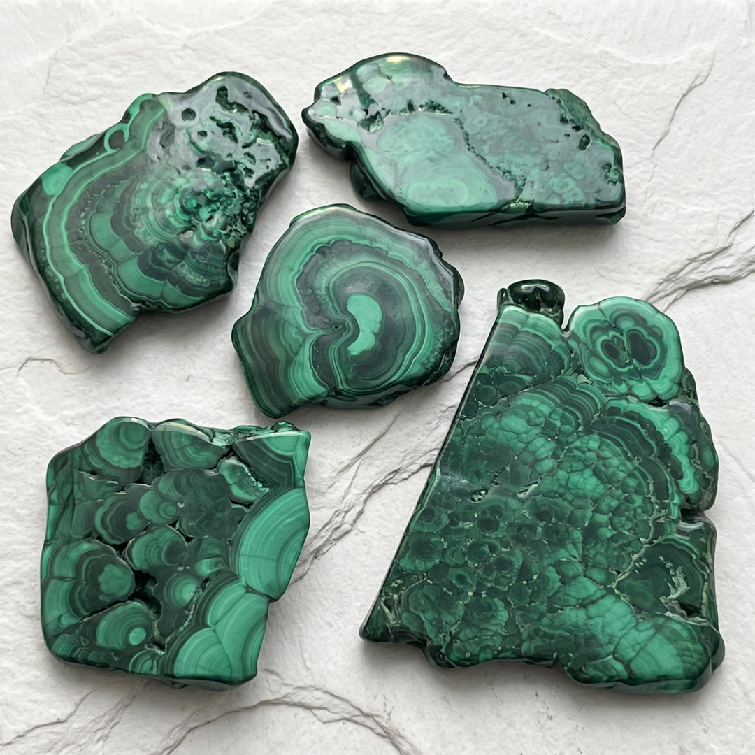 Malachite Slabs Polished Crystal Slices Freeform Carving