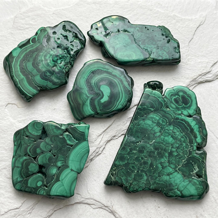 Malachite Slabs Polished Crystal Slices Freeform Carving