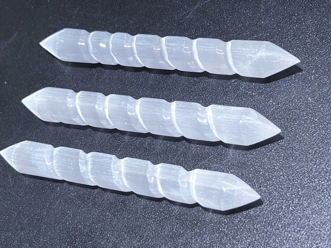 Selenite Crystal Point Spiral Wand Double Terminated Cleansing Charging Healing Crystals And Stones