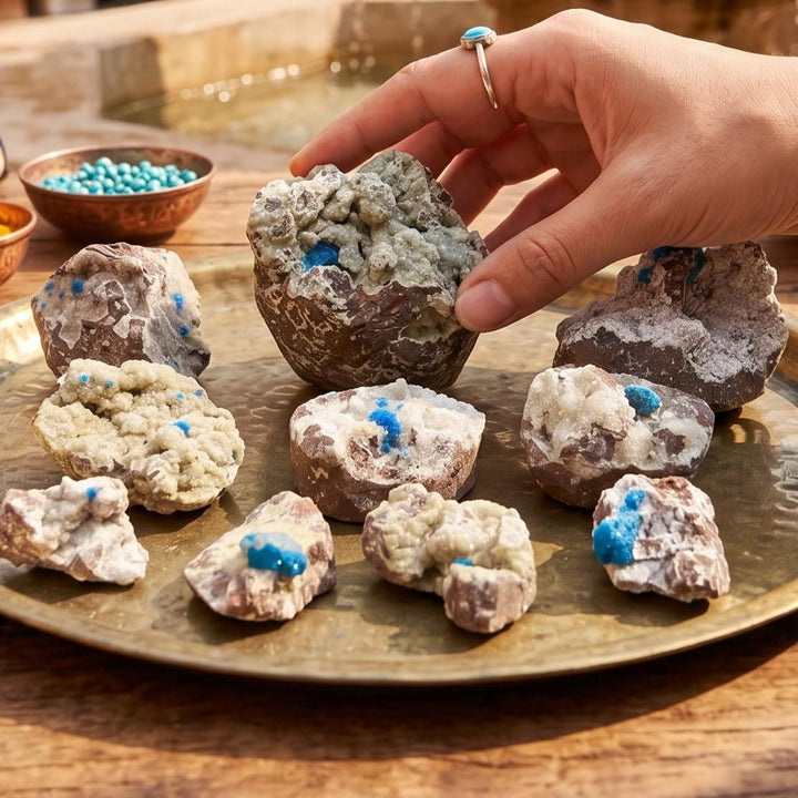 Cavansite Crystal Specimen Vanadium In Rough Matrix