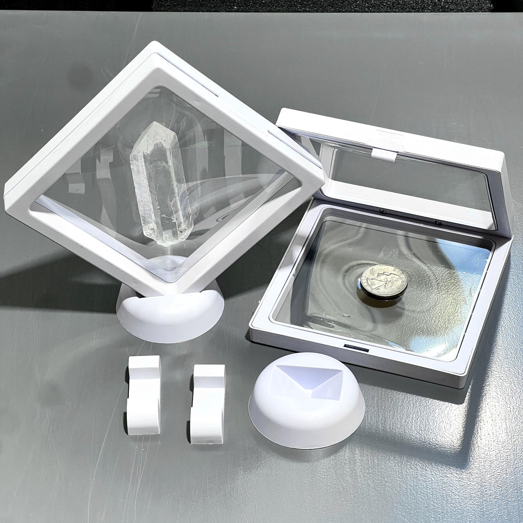 Clear Floating Display Case Frame Re-Usable Flexible Crystal Mineral Carving Collection