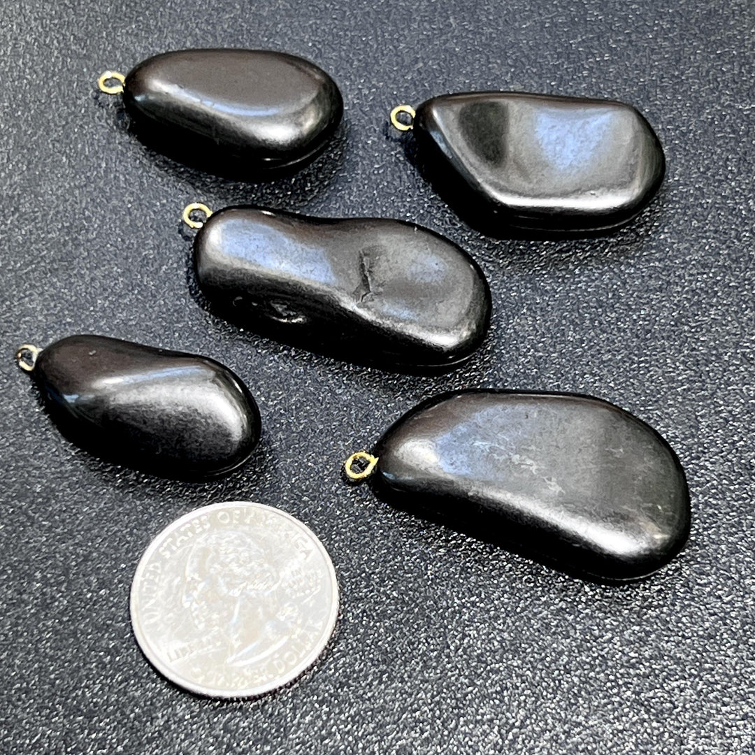 Black Shungite Freeform Pendant Beads