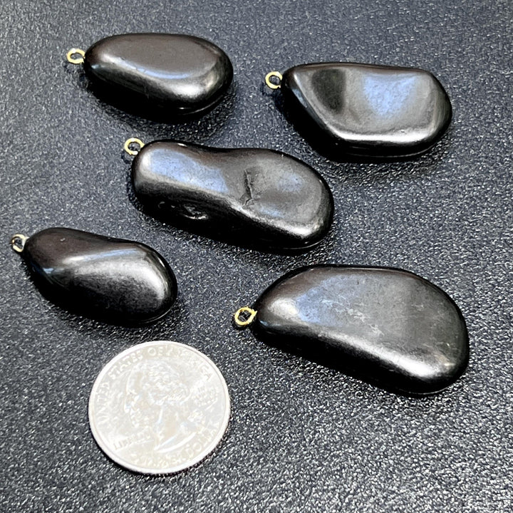 Black Shungite Freeform Pendant Beads