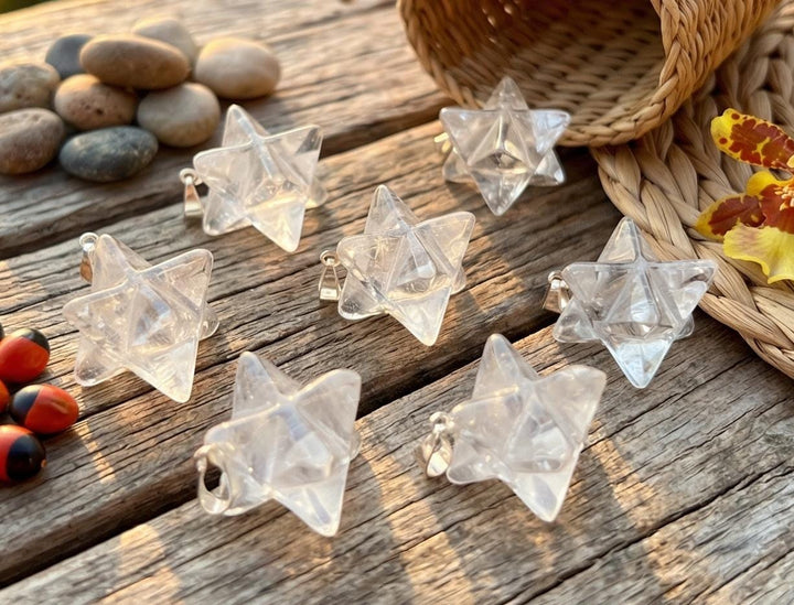 Quartz Crystal Merkaba Pendant (Silver Bail)
