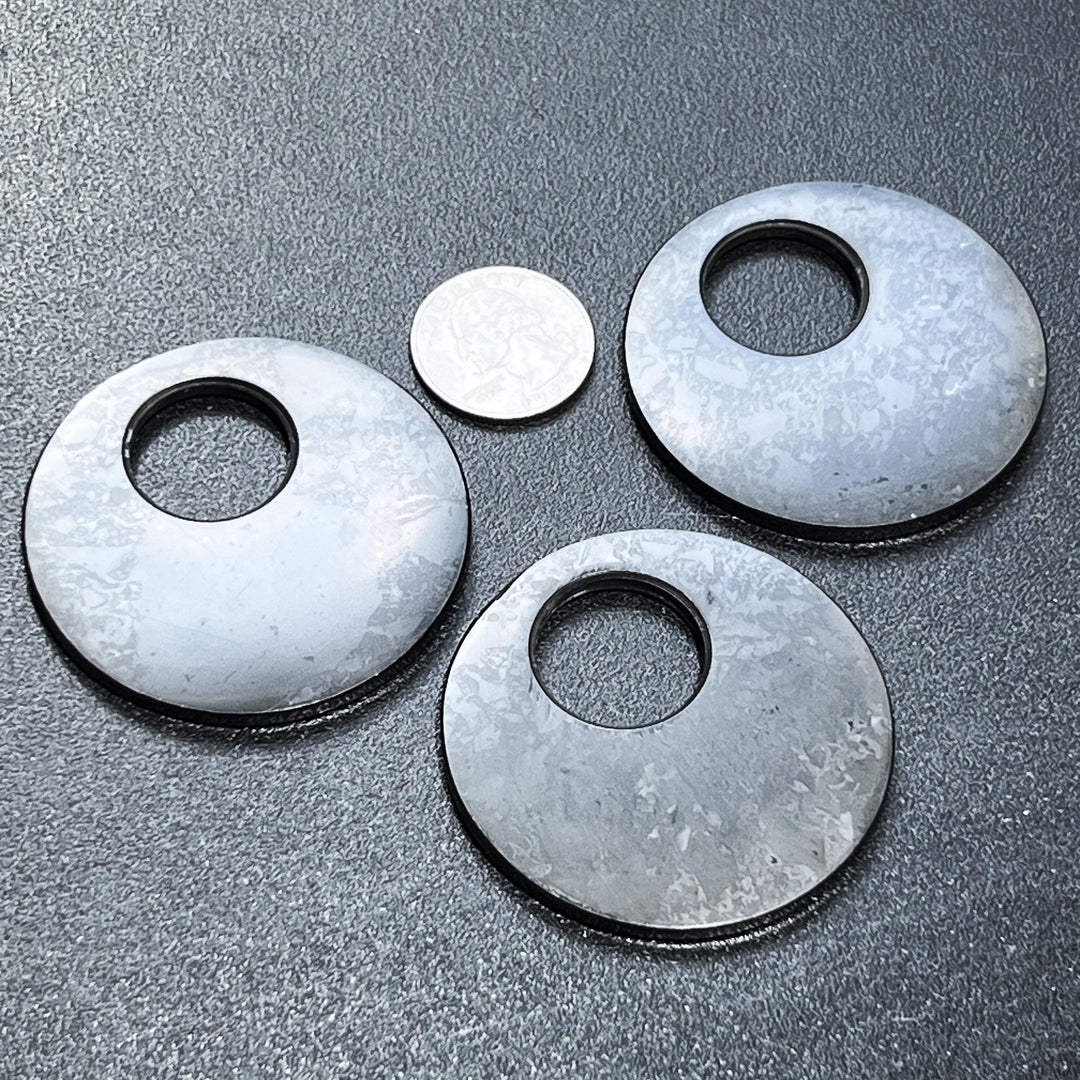 Large 2 Inch Black Shungite Offset Circle Disc Hoop Bead Pendant