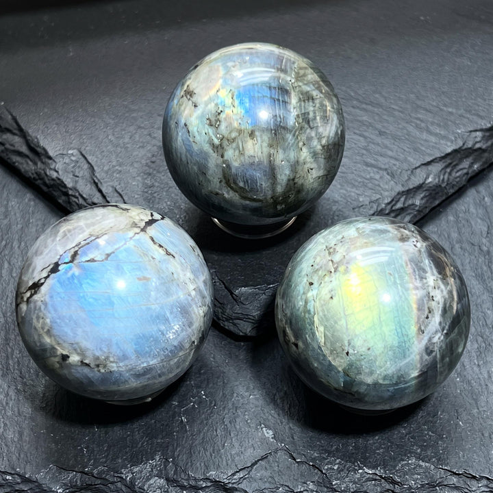 Flashy Labradorite Sphere Carving (50-60mm)