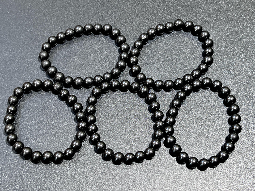 Black Shungite (Type-2) Karelian Bead Stretch Bracelet (8mm Beads)