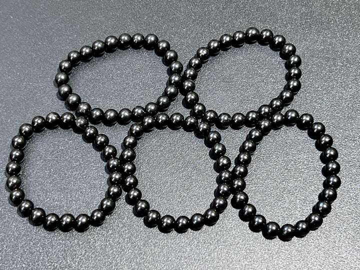 Black Shungite (Type-2) Karelian Bead Stretch Bracelet (8mm Beads)