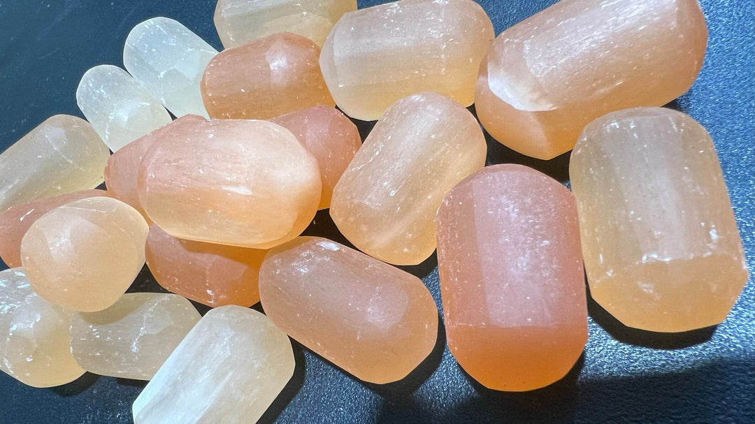 Bulk Wholesale Lot 1 LB Tumbled Orange Selenite Crystal One Pound Polished Stones Natural Gemstones Crystals