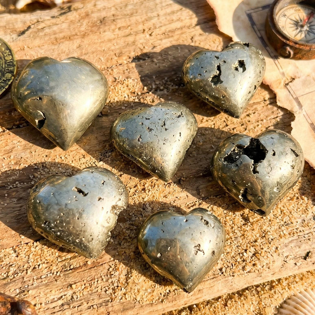 Iron Pyrite Crystal Puffy Heart Carving