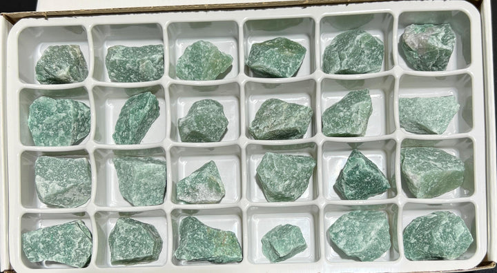 Green Aventurine Rough Raw Stones (24 Pcs) Boxed Flat