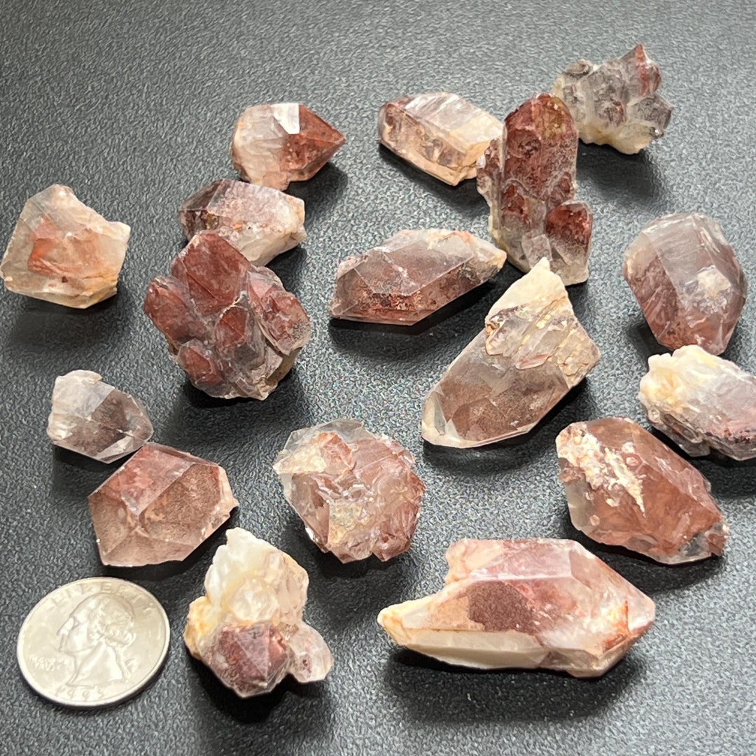 Red Hematoid Fire Quartz Crystal Rough Points And Clusters