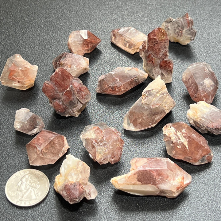 Red Hematoid Fire Quartz Crystal Rough Points And Clusters