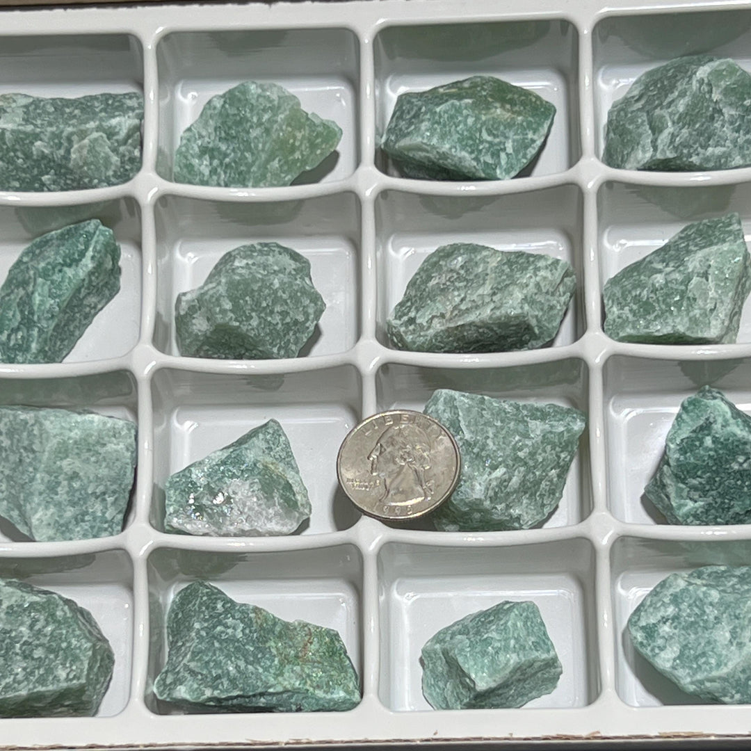 Green Aventurine Rough Raw Stones (24 Pcs) Boxed Flat