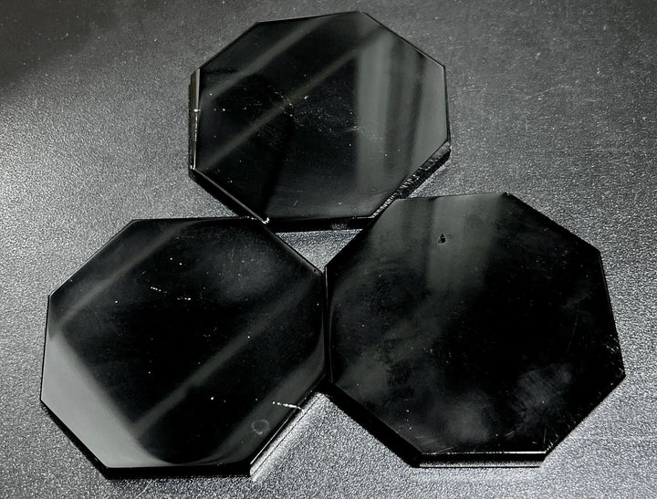 Black Obsidian Octagon Coaster Carving