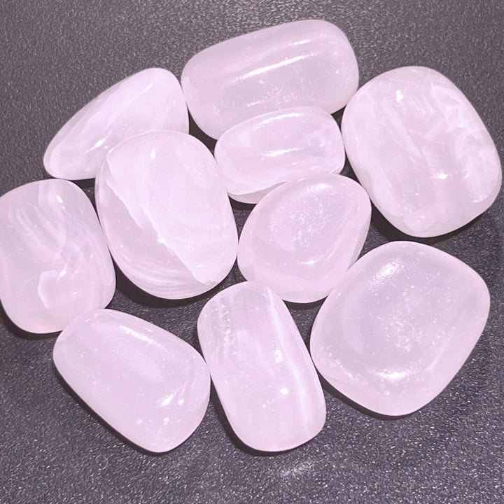 Pink Mangano Calcite Tumbled Stones (UV Reactive)(By The Piece Or Pound)
