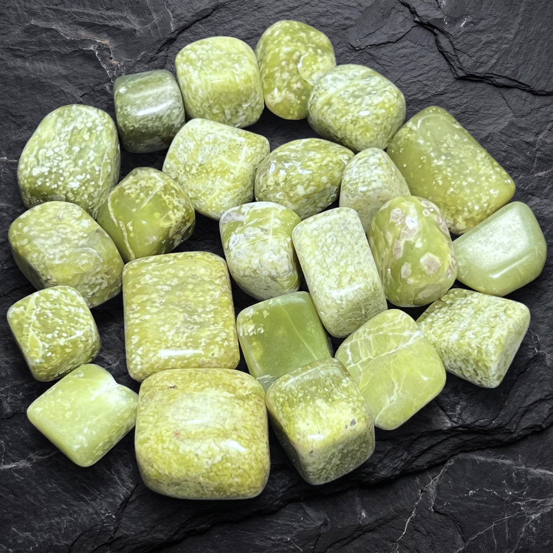 Green Serpentine Tumbled Stones (By The Piece or Pound)