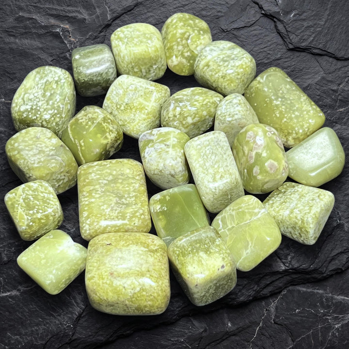 Green Serpentine Tumbled Stones (By The Piece or Pound)