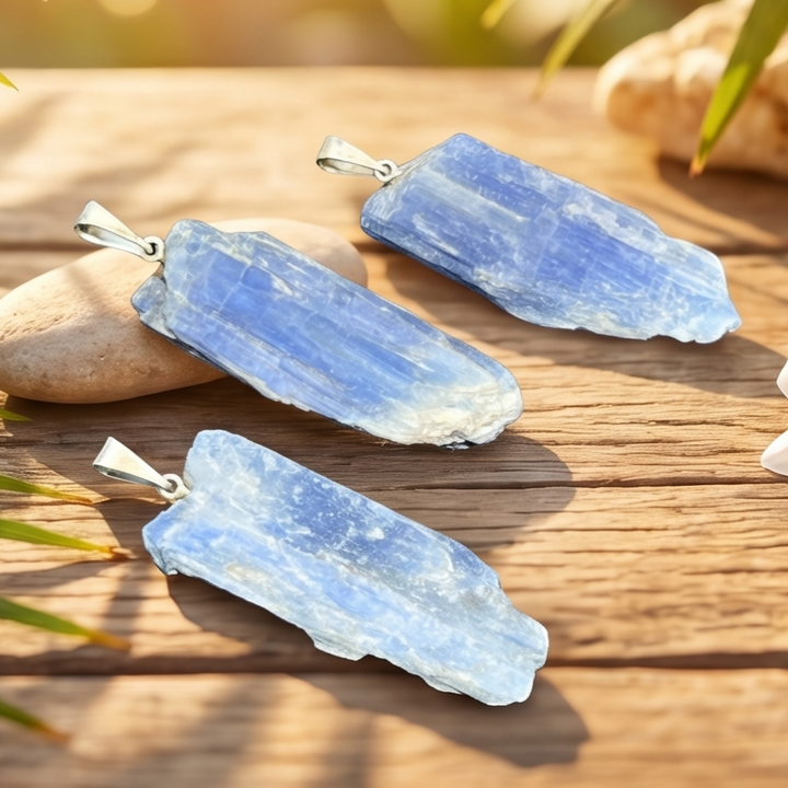 Kyanite Crystal Point Pendant (Silver Plated Bail)