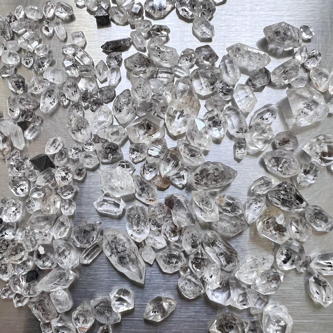 Extra Quality Carbon Included Clear Quartz Crystal Double Terminated Small Grams