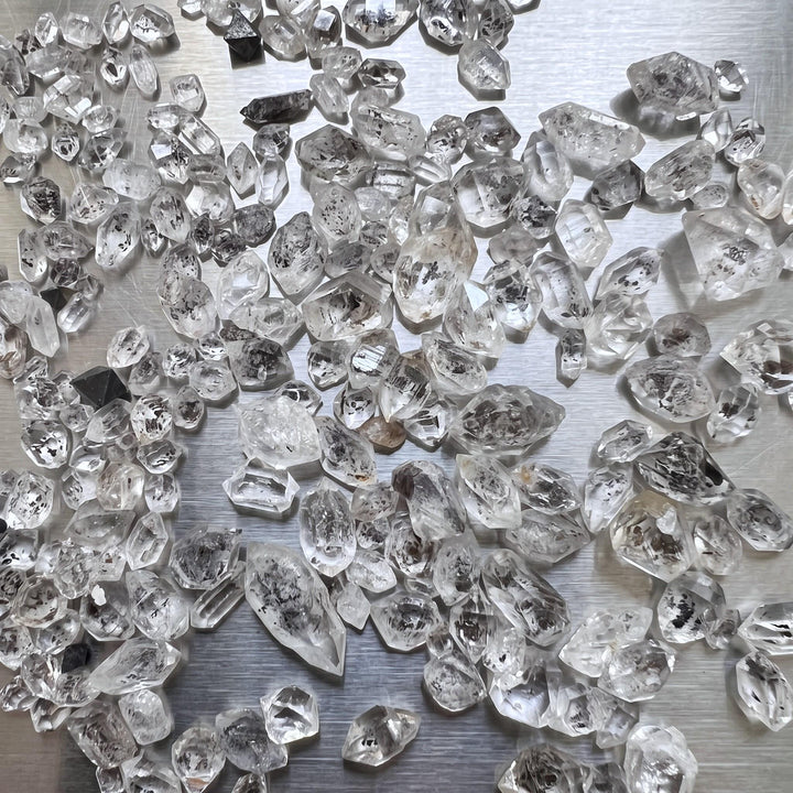 Extra Quality Carbon Included Clear Quartz Crystal Double Terminated Small Grams