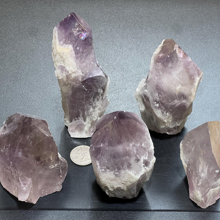 Large Smoky Amethyst Crystal Point Rough Standing Tower Carving