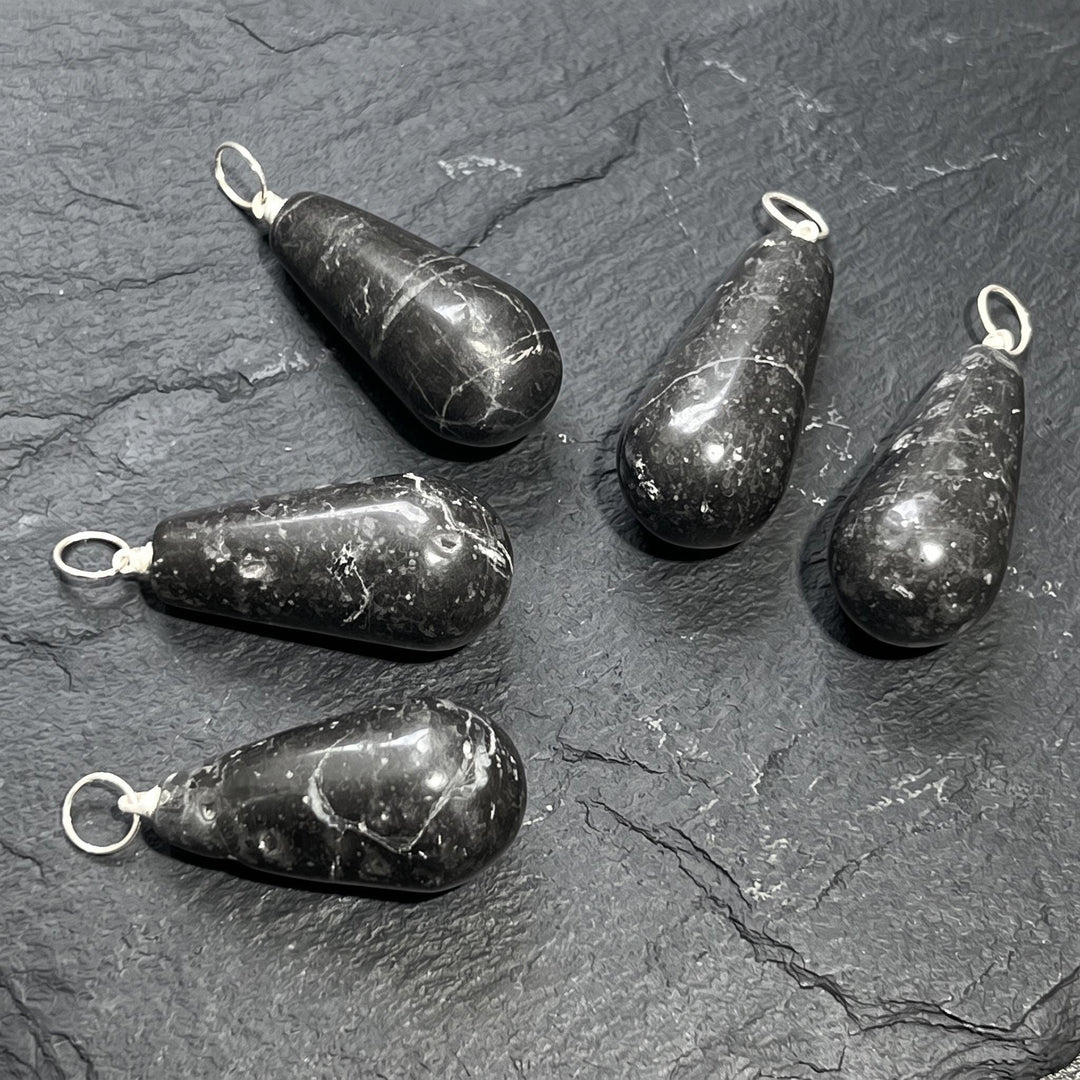 Black Tourmaline Pendulum Pendant (Silver Plated Bail)