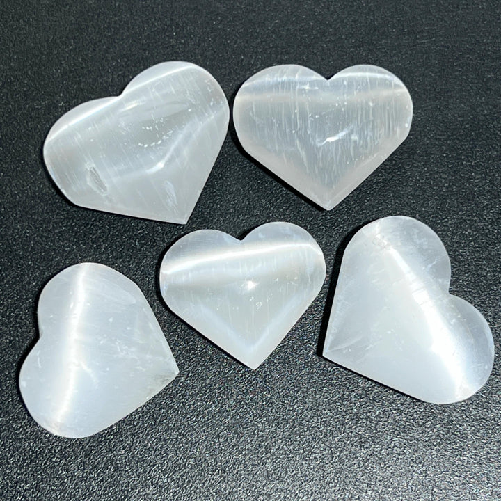Selenite Satin Spar Crystal Heart Carving