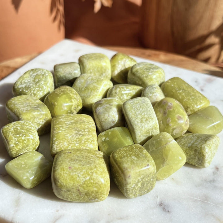 Green Serpentine Tumbled Stones (By The Piece or Pound)
