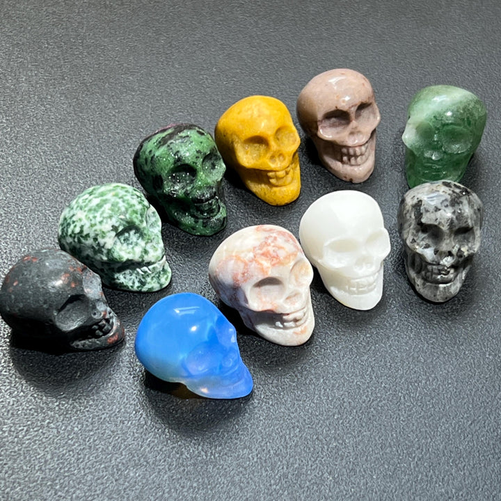 Assorted Mixed Small Skulls Gemstone Crystal Glass Carvings