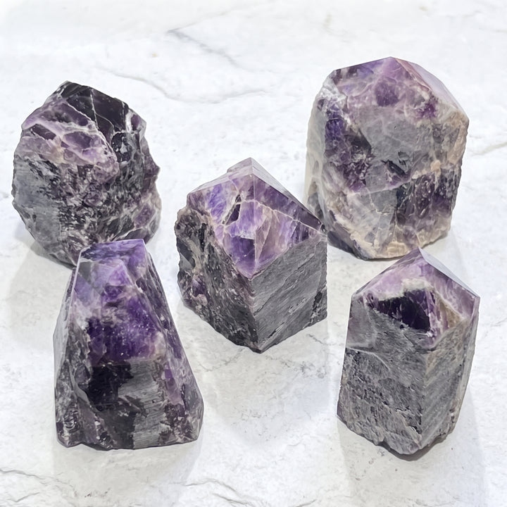 Banded Amethyst Crystal Point Tower Carving