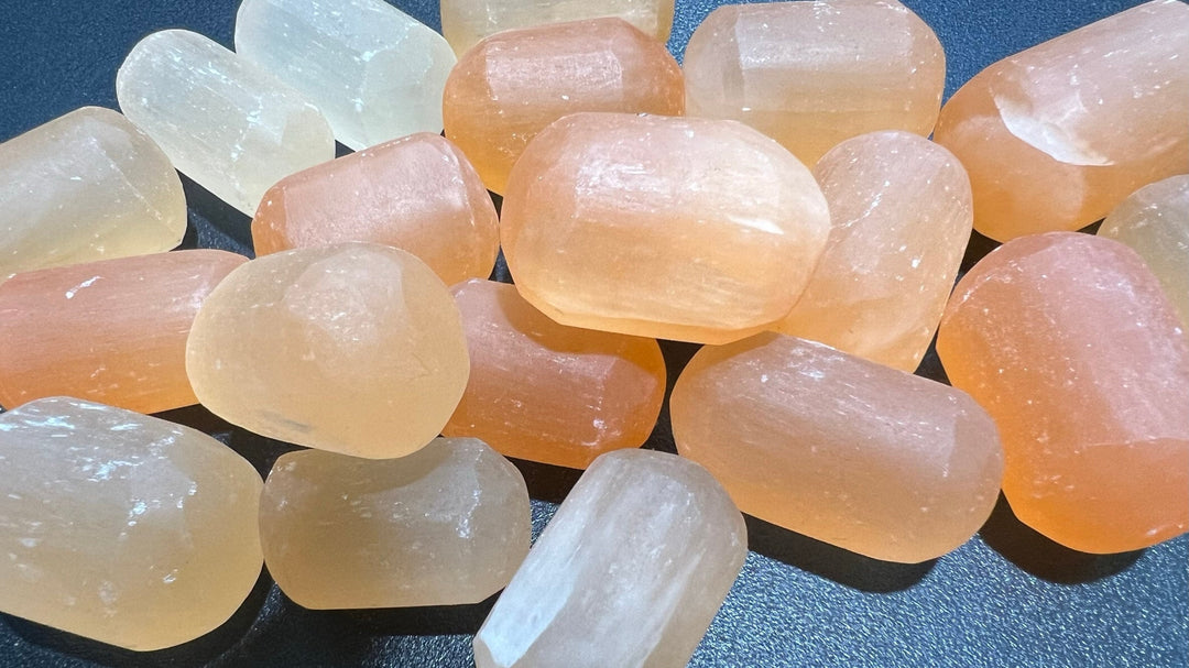 Bulk Wholesale Lot 1 Kilo ( 2.2 LBs ) Tumbled Orange Selenite Crystal Polished Stones Natural Gemstones Healing Crystals And Stones