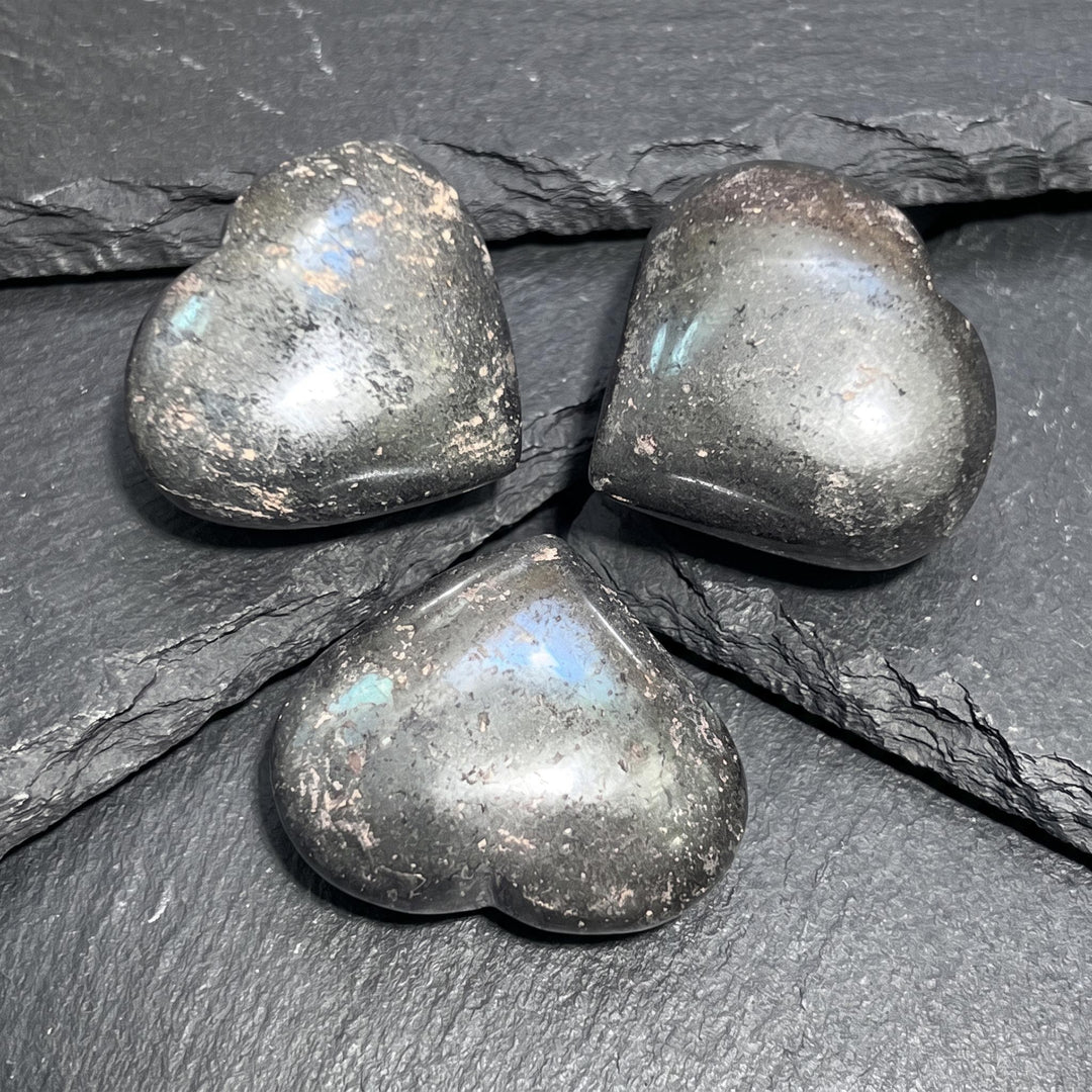 Hematite Puffy Heart Carving