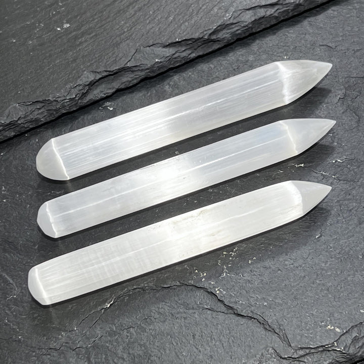 Selenite Satin Spar Crystal Wand Pencil Point Carving