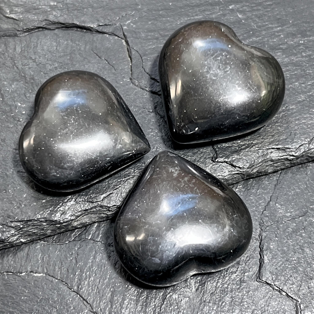 Black Onyx Puffy Heart Crystal Carving